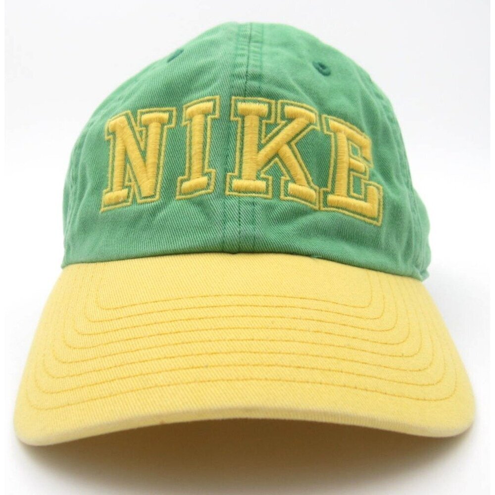 Y2K Vintage Nike‎ Spell Out Adjustable Embroidered One Size Cotton Hat (C)